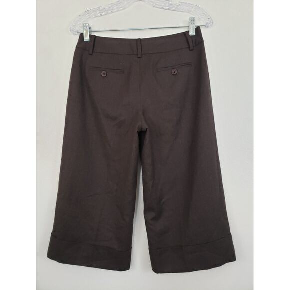 (J5) Ann Taylor Loft Ann Women's Petites Capri Pants Size 4P Wide Leg Browm Wool - Picture 4 of 7